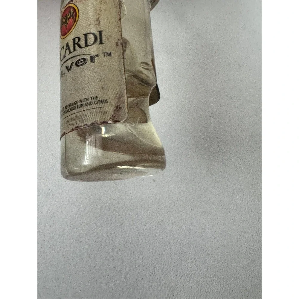 Bacardi Silver Miniature Bottle Keychain Clear Alcohol Promo Bottle Opener‎
